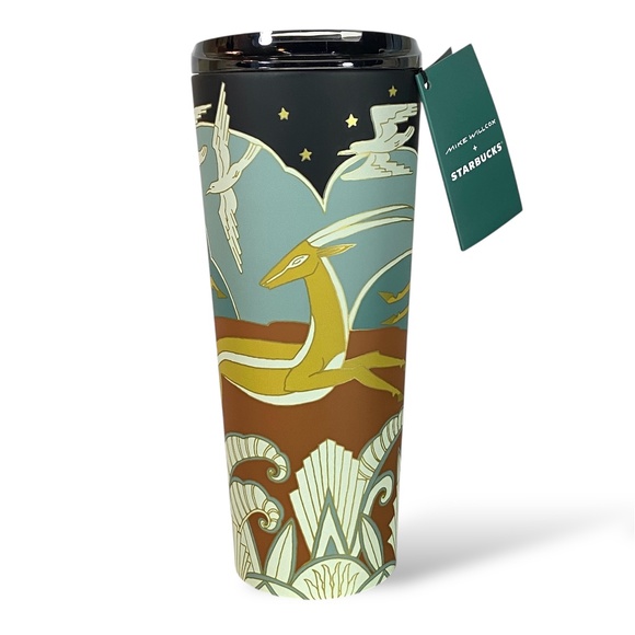 Mike Willcox + Starbuck Stainless Steel Antelope Tumbler 16 Oz Art Deco New NWT - Picture 1 of 11